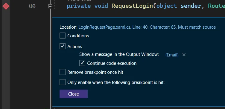 breakpoint screenshot